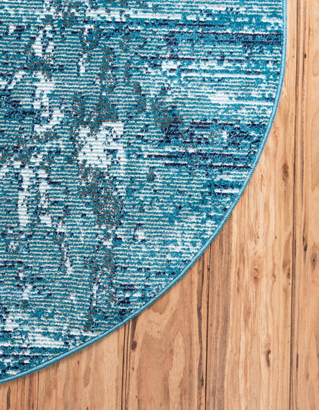 Blue 7' x 7' Starlight Round Area Rug 100% Polypropylene Visually Appealing Unique Carpet for Living Rooms, Bedroom, Dining, Office for Sale at Rug Engine