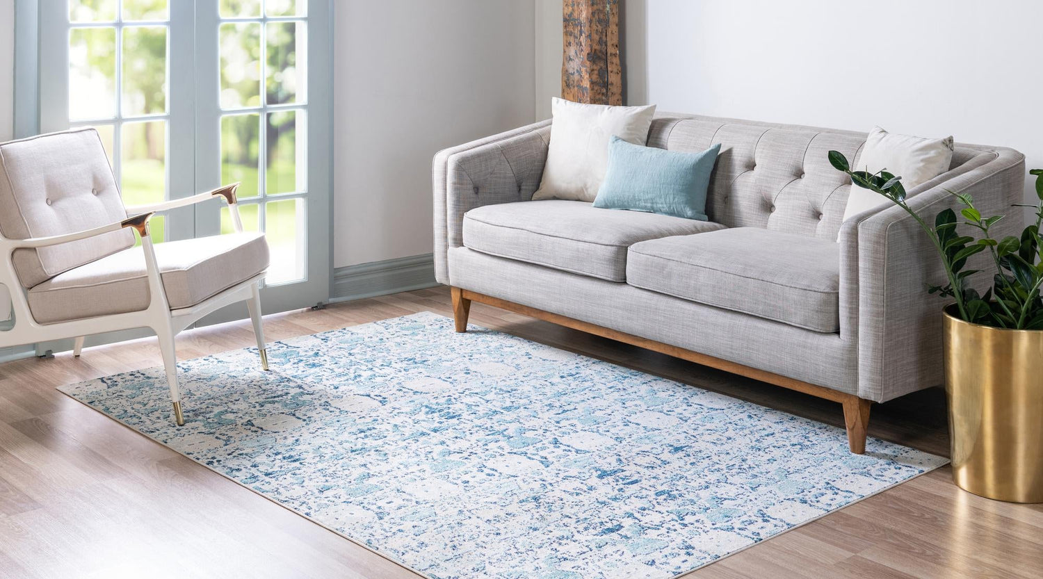 Blue 5' 1 x 8' Charm Rectangle Area Rug 100% Polypropylene With Jute Backing Traditional Vintage Distressed Look Carpet for Living Rooms Dining Office Space for Sale at Rug Engine