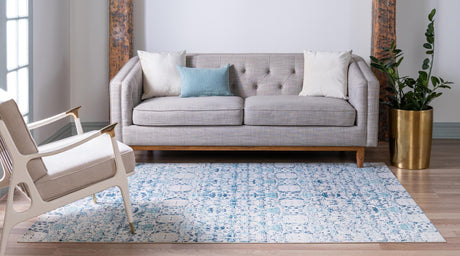 Blue 5' 1 x 8' Charm Rectangle Area Rug 100% Polypropylene With Jute Backing Traditional Vintage Distressed Look Carpet for Living Rooms Dining Office Space for Sale at Rug Engine