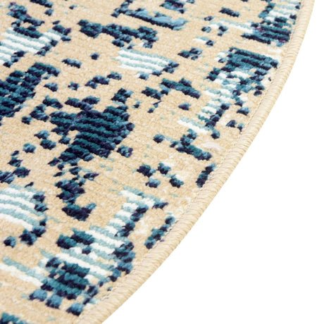 Blue 4' 1 x 4' 1 Charm Round Area Rug 100% Polypropylene With Jute Backing Traditional Vintage Distressed Look Carpet for Living Rooms Dining Office Space for Sale at Rug Engine