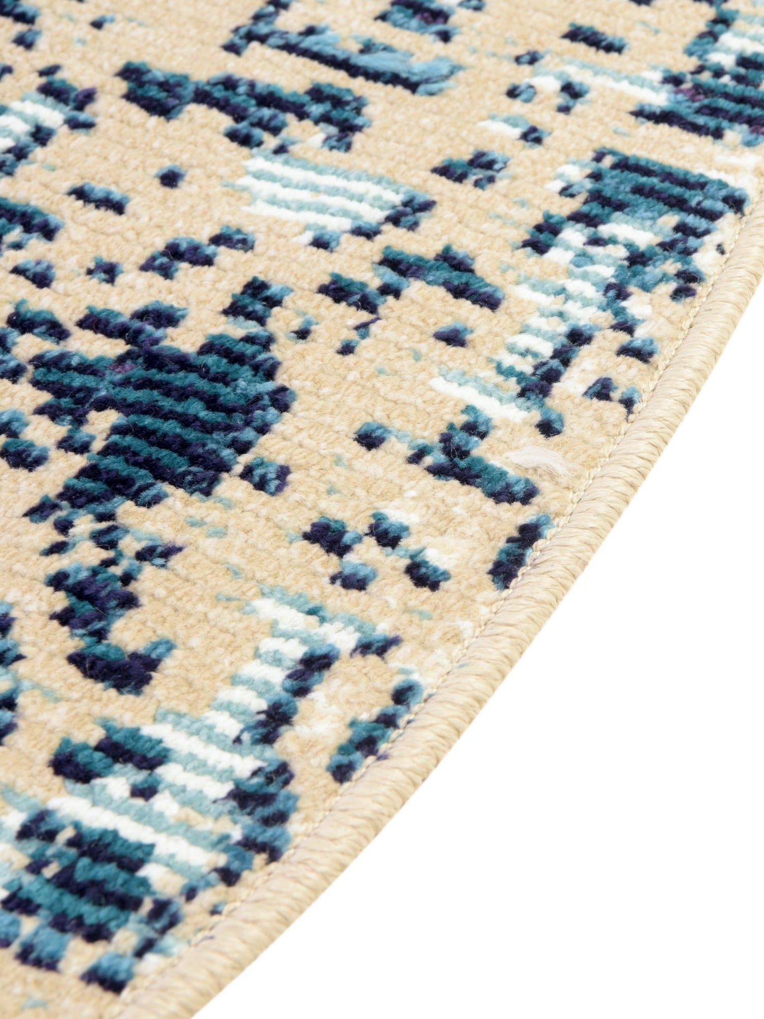 Blue 7' x 7' Charm Round Area Rug 100% Polypropylene With Jute Backing Traditional Vintage Distressed Look Carpet for Living Rooms Dining Office Space for Sale at Rug Engine