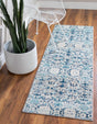 Blue 2' 2 x 6' 1 Charm Runner Area Rug 100% Polypropylene With Jute Backing Traditional Vintage Distressed Look Carpet for Living Rooms Dining Office Space for Sale at Rug Engine