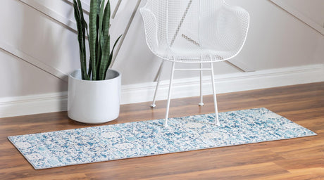 Blue 2' 2 x 6' 1 Charm Runner Area Rug 100% Polypropylene With Jute Backing Traditional Vintage Distressed Look Carpet for Living Rooms Dining Office Space for Sale at Rug Engine