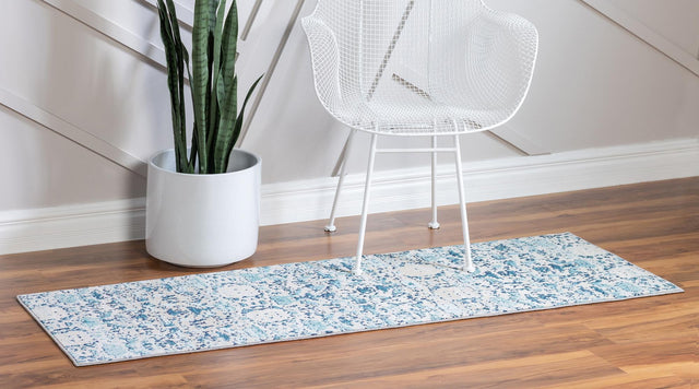 Blue 2' 2 x 6' 1 Charm Runner Area Rug 100% Polypropylene With Jute Backing Traditional Vintage Distressed Look Carpet for Living Rooms Dining Office Space for Sale at Rug Engine