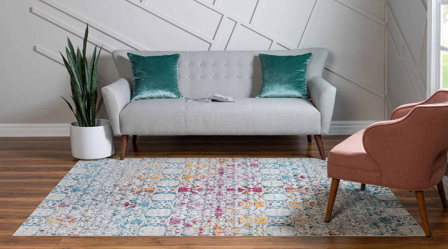 Multicolor 5' 1 x 8' Charm Rectangle Area Rug 100% Polypropylene With Jute Backing Traditional Vintage Distressed Look Carpet for Living Rooms Dining Office Space for Sale at Rug Engine