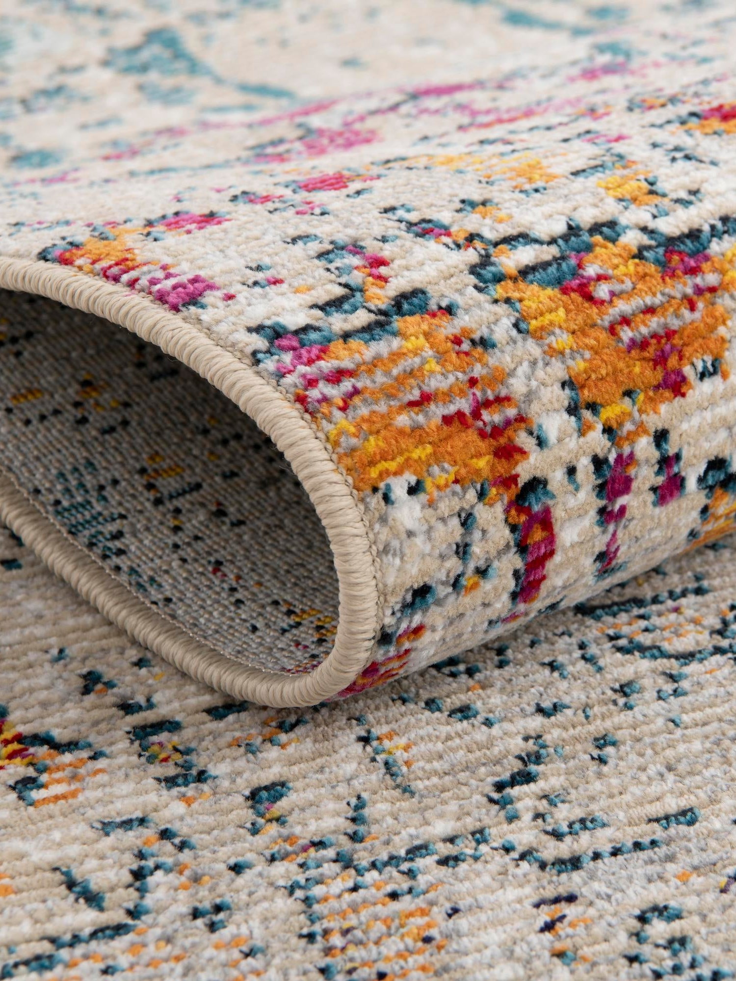 Multicolor 5' 1 x 8' Charm Rectangle Area Rug 100% Polypropylene With Jute Backing Traditional Vintage Distressed Look Carpet for Living Rooms Dining Office Space for Sale at Rug Engine