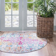 Multicolor 7' x 7' Charm Round Area Rug 100% Polypropylene With Jute Backing Traditional Vintage Distressed Look Carpet for Living Rooms Dining Office Space for Sale at Rug Engine