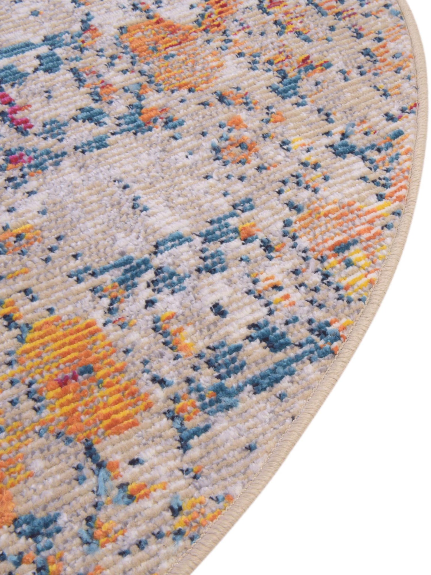 Multicolor 4' 1 x 4' 1 Charm Round Area Rug 100% Polypropylene With Jute Backing Traditional Vintage Distressed Look Carpet for Living Rooms Dining Office Space for Sale at Rug Engine