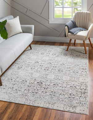 Light Gray 5' 1 x 8' Charm Rectangle Area Rug 100% Polypropylene With Jute Backing Traditional Vintage Distressed Look Carpet for Living Rooms Dining Office Space for Sale at Rug Engine