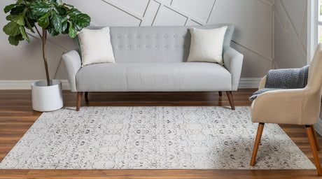Light Gray 5' 1 x 8' Charm Rectangle Area Rug 100% Polypropylene With Jute Backing Traditional Vintage Distressed Look Carpet for Living Rooms Dining Office Space for Sale at Rug Engine