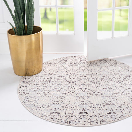 Light Gray 7' x 7' Charm Round Area Rug 100% Polypropylene With Jute Backing Traditional Vintage Distressed Look Carpet for Living Rooms Dining Office Space for Sale at Rug Engine