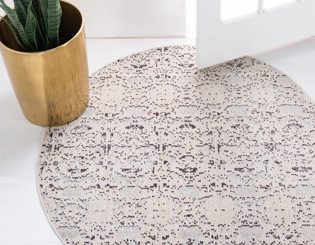 Light Gray 4' 1 x 4' 1 Charm Round Area Rug 100% Polypropylene With Jute Backing Traditional Vintage Distressed Look Carpet for Living Rooms Dining Office Space for Sale at Rug Engine