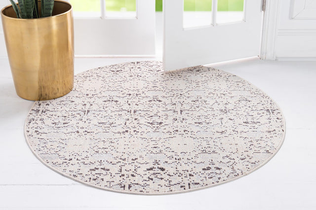 Light Gray 7' x 7' Charm Round Area Rug 100% Polypropylene With Jute Backing Traditional Vintage Distressed Look Carpet for Living Rooms Dining Office Space for Sale at Rug Engine
