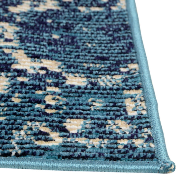 Navy Blue 4' 1 x 6' 1 Charm Rectangle Area Rug 100% Polypropylene With Jute Backing Traditional Vintage Distressed Look Carpet for Living Rooms Dining Office Space for Sale at Rug Engine