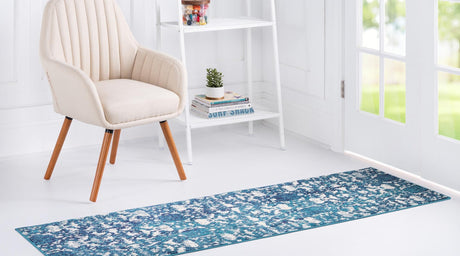 Navy Blue 2' 2 x 6' 1 Charm Runner Area Rug 100% Polypropylene With Jute Backing Traditional Vintage Distressed Look Carpet for Living Rooms Dining Office Space for Sale at Rug Engine
