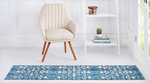 Navy Blue 2' 2 x 6' 1 Charm Runner Area Rug 100% Polypropylene With Jute Backing Traditional Vintage Distressed Look Carpet for Living Rooms Dining Office Space for Sale at Rug Engine