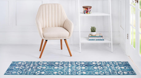 Navy Blue 2' 2 x 6' 1 Charm Runner Area Rug 100% Polypropylene With Jute Backing Traditional Vintage Distressed Look Carpet for Living Rooms Dining Office Space for Sale at Rug Engine