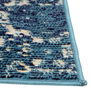 Navy Blue 2' 2 x 6' 1 Charm Runner Area Rug 100% Polypropylene With Jute Backing Traditional Vintage Distressed Look Carpet for Living Rooms Dining Office Space for Sale at Rug Engine