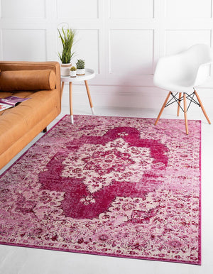 Pink 9' x 12' 2 Charm Rectangle Area Rug 100% Polypropylene With Jute Backing Traditional Vintage Distressed Look Carpet for Living Rooms Dining Office Space for Sale at Rug Engine