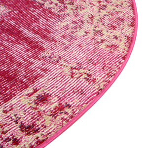 Pink 7' 1 x 7' 1 Charm Round Area Rug 100% Polypropylene With Jute Backing Traditional Vintage Distressed Look Carpet for Living Rooms Dining Office Space for Sale at Rug Engine