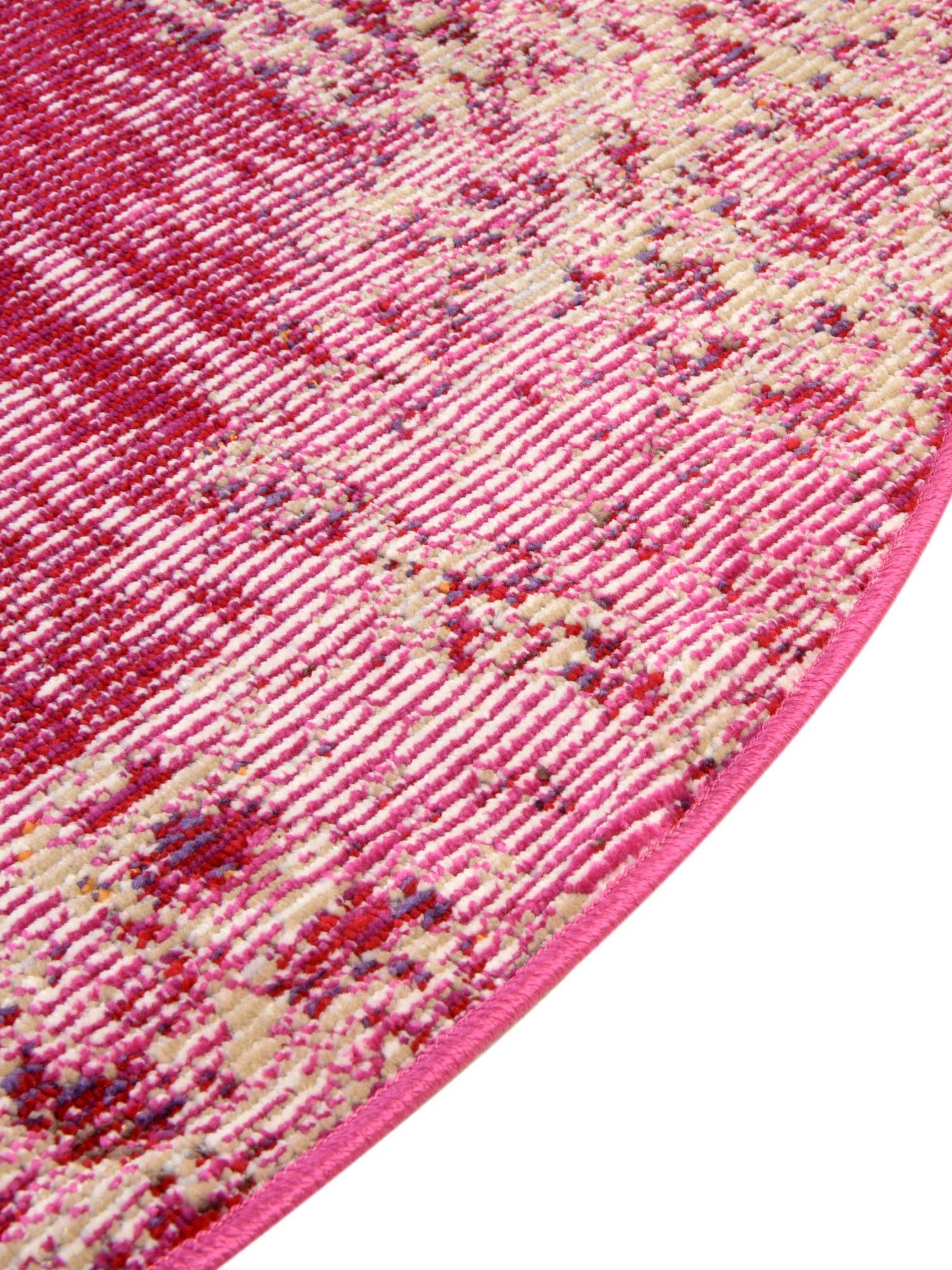 Pink 4' 1 x 4' 1 Charm Round Area Rug 100% Polypropylene With Jute Backing Traditional Vintage Distressed Look Carpet for Living Rooms Dining Office Space for Sale at Rug Engine