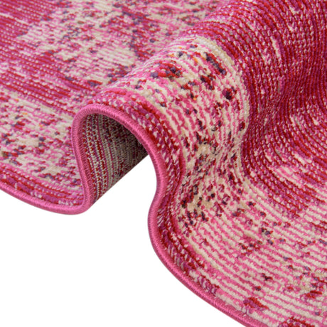 Pink 4' 1 x 4' 1 Charm Round Area Rug 100% Polypropylene With Jute Backing Traditional Vintage Distressed Look Carpet for Living Rooms Dining Office Space for Sale at Rug Engine