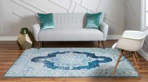 Navy Blue 9' x 12' 2 Charm Rectangle Area Rug 100% Polypropylene With Jute Backing Traditional Vintage Distressed Look Carpet for Living Rooms Dining Office Space for Sale at Rug Engine