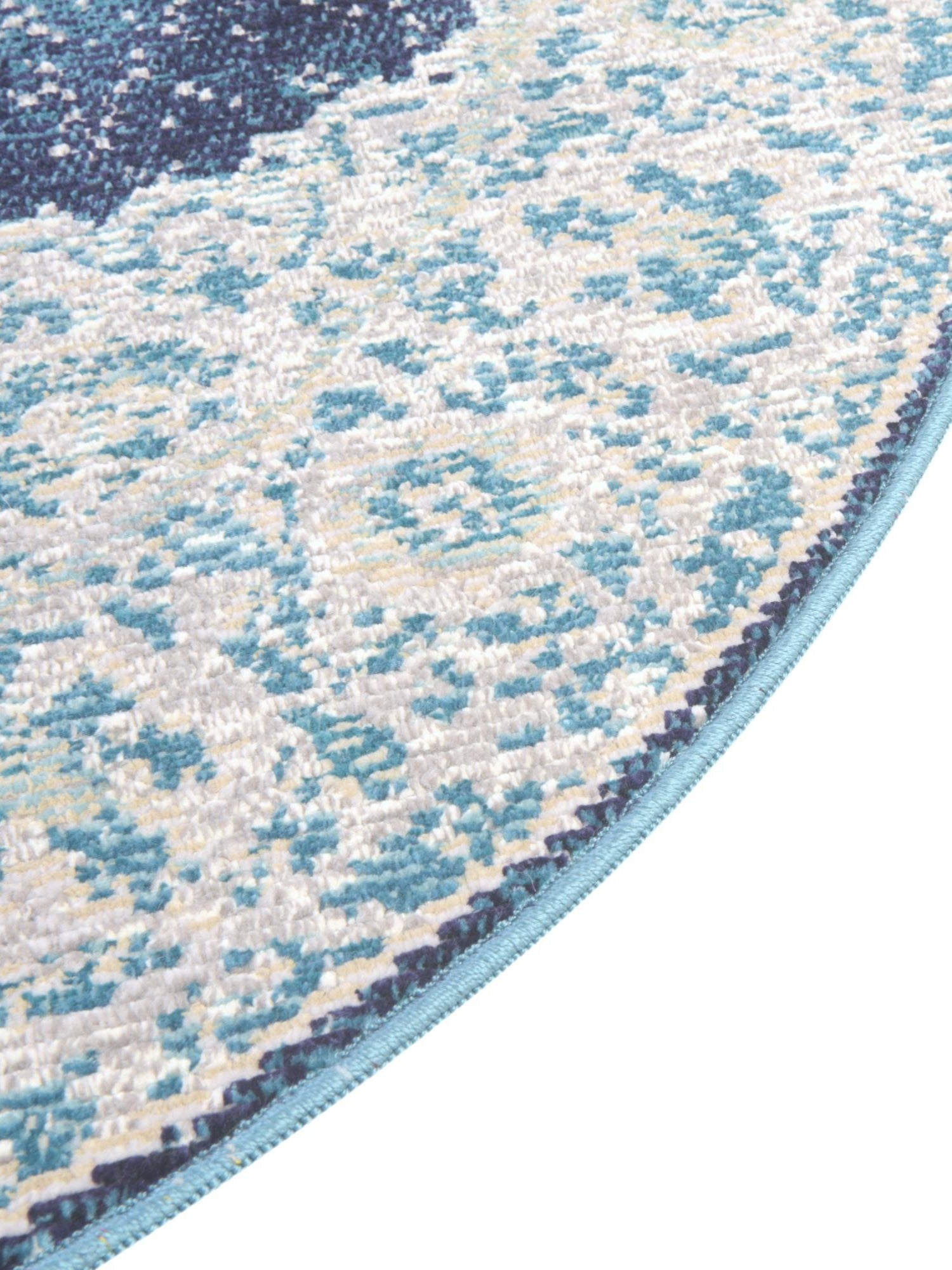 Navy Blue 7' 1 x 7' 1 Charm Round Area Rug 100% Polypropylene With Jute Backing Traditional Vintage Distressed Look Carpet for Living Rooms Dining Office Space for Sale at Rug Engine