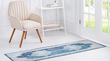 Navy Blue 2' 2 x 6' Charm Runner Area Rug 100% Polypropylene With Jute Backing Traditional Vintage Distressed Look Carpet for Living Rooms Dining Office Space for Sale at Rug Engine