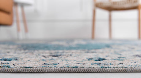 Turquoise 8' x 10' Charm Rectangle Area Rug 100% Polypropylene With Jute Backing Traditional Vintage Distressed Look Carpet for Living Rooms Dining Office Space for Sale at Rug Engine