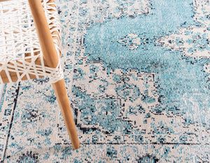 Turquoise 9' x 12' 2 Charm Rectangle Area Rug 100% Polypropylene With Jute Backing Traditional Vintage Distressed Look Carpet for Living Rooms Dining Office Space for Sale at Rug Engine