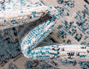 Turquoise 8' x 10' Charm Rectangle Area Rug 100% Polypropylene With Jute Backing Traditional Vintage Distressed Look Carpet for Living Rooms Dining Office Space for Sale at Rug Engine