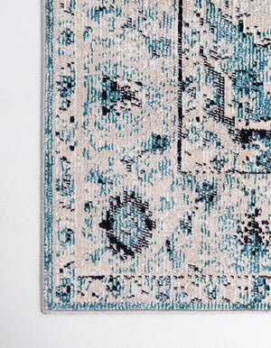 Turquoise 4' 1 x 6' 1 Charm Rectangle Area Rug 100% Polypropylene With Jute Backing Traditional Vintage Distressed Look Carpet for Living Rooms Dining Office Space for Sale at Rug Engine