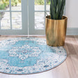 Turquoise 7' 1 x 7' 1 Charm Round Area Rug 100% Polypropylene With Jute Backing Traditional Vintage Distressed Look Carpet for Living Rooms Dining Office Space for Sale at Rug Engine