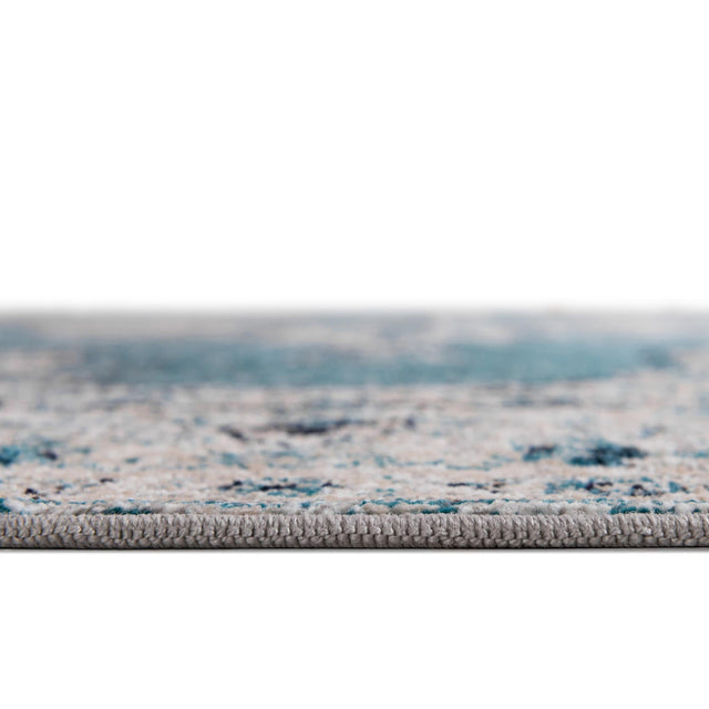 Turquoise 7' 1 x 7' 1 Charm Round Area Rug 100% Polypropylene With Jute Backing Traditional Vintage Distressed Look Carpet for Living Rooms Dining Office Space for Sale at Rug Engine