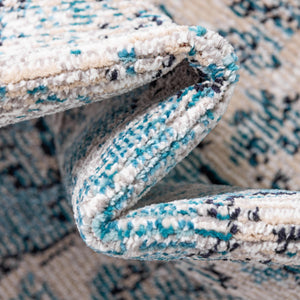 Turquoise 4' 1 x 4' 1 Charm Round Area Rug 100% Polypropylene With Jute Backing Traditional Vintage Distressed Look Carpet for Living Rooms Dining Office Space for Sale at Rug Engine