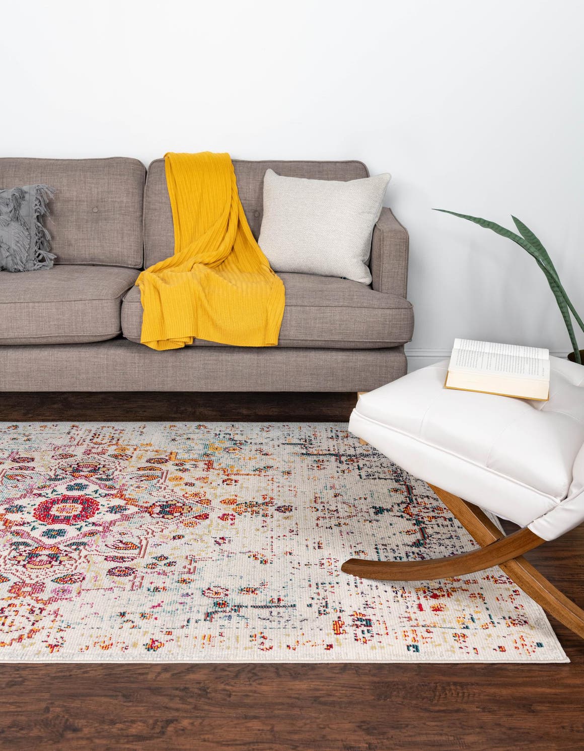 Beige 3' 3 x 5' 3 Charm Rectangle Area Rug 100% Polypropylene With Jute Backing Traditional Vintage Distressed Look Carpet for Living Rooms Dining Office Space for Sale at Rug Engine