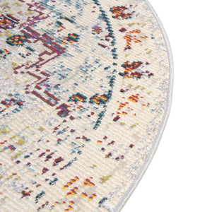 Beige 4' 1 x 4' 1 Charm Round Area Rug 100% Polypropylene With Jute Backing Traditional Vintage Distressed Look Carpet for Living Rooms Dining Office Space for Sale at Rug Engine