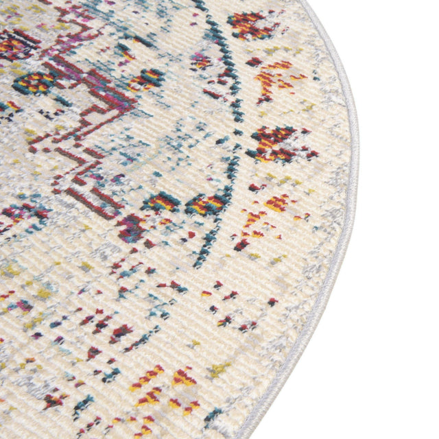 Beige 7' 1 x 7' 1 Charm Round Area Rug 100% Polypropylene With Jute Backing Traditional Vintage Distressed Look Carpet for Living Rooms Dining Office Space for Sale at Rug Engine