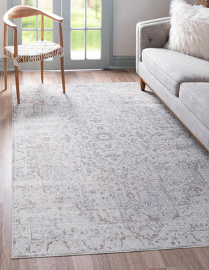Light Gray 8' x 10' Charm Rectangle Area Rug 100% Polypropylene With Jute Backing Traditional Vintage Distressed Look Carpet for Living Rooms Dining Office Space for Sale at Rug Engine