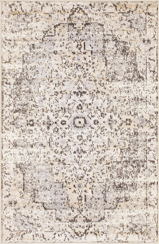 Light Gray 4' 1 x 6' 1 Charm Rectangle Area Rug 100% Polypropylene With Jute Backing Traditional Vintage Distressed Look Carpet for Living Rooms Dining Office Space for Sale at Rug Engine