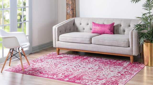Pink 8' x 10' Charm Rectangle Area Rug 100% Polypropylene With Jute Backing Traditional Vintage Distressed Look Carpet for Living Rooms Dining Office Space for Sale at Rug Engine