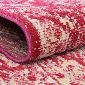 Pink 4' 1 x 4' 1 Charm Round Area Rug 100% Polypropylene With Jute Backing Traditional Vintage Distressed Look Carpet for Living Rooms Dining Office Space for Sale at Rug Engine