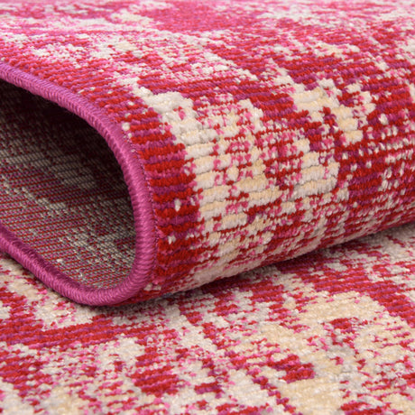 Pink 4' 1 x 4' 1 Charm Round Area Rug 100% Polypropylene With Jute Backing Traditional Vintage Distressed Look Carpet for Living Rooms Dining Office Space for Sale at Rug Engine