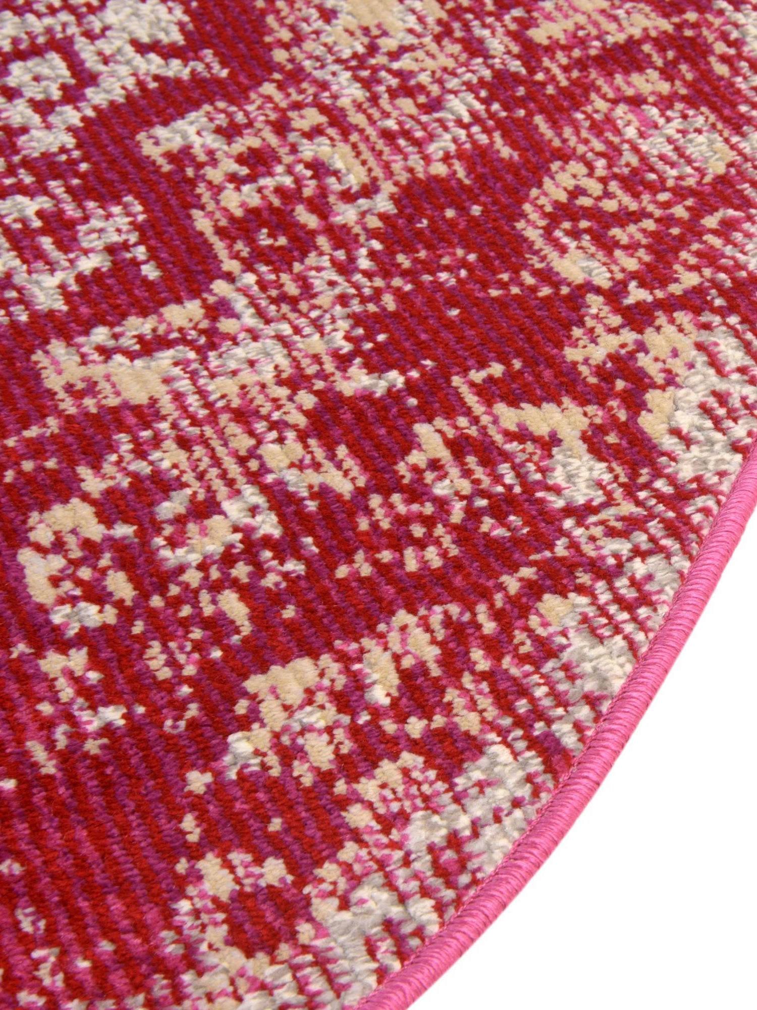 Pink 4' 1 x 4' 1 Charm Round Area Rug 100% Polypropylene With Jute Backing Traditional Vintage Distressed Look Carpet for Living Rooms Dining Office Space for Sale at Rug Engine
