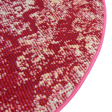 Pink 4' 1 x 4' 1 Charm Round Area Rug 100% Polypropylene With Jute Backing Traditional Vintage Distressed Look Carpet for Living Rooms Dining Office Space for Sale at Rug Engine