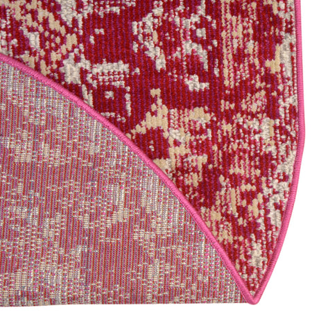 Pink 4' 1 x 4' 1 Charm Round Area Rug 100% Polypropylene With Jute Backing Traditional Vintage Distressed Look Carpet for Living Rooms Dining Office Space for Sale at Rug Engine