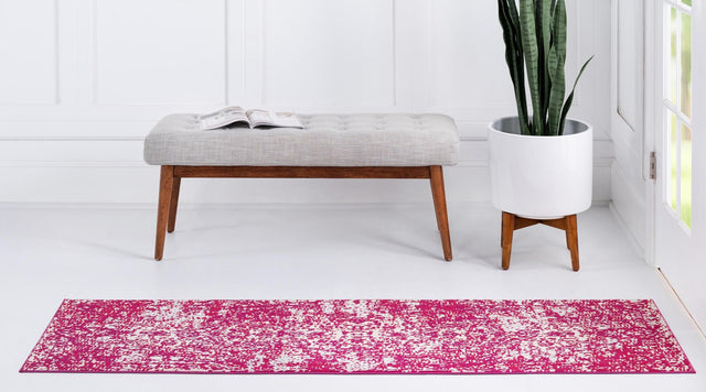 Pink 2' 2 x 6' Charm Runner Area Rug 100% Polypropylene With Jute Backing Traditional Vintage Distressed Look Carpet for Living Rooms Dining Office Space for Sale at Rug Engine