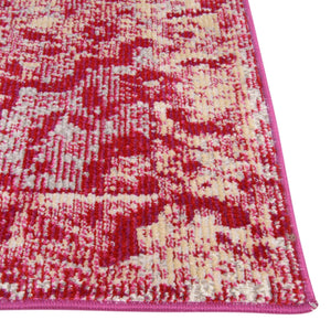 Pink 2' 2 x 6' Charm Runner Area Rug 100% Polypropylene With Jute Backing Traditional Vintage Distressed Look Carpet for Living Rooms Dining Office Space for Sale at Rug Engine