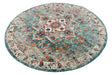 Turquoise 7' x 7' Charm Round Area Rug 100% Polypropylene With Jute Backing Traditional Vintage Distressed Look Carpet for Living Rooms Dining Office Space for Sale at Rug Engine